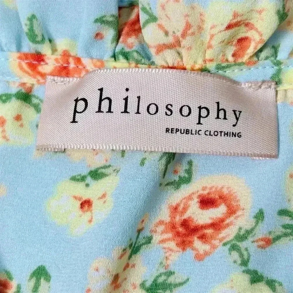 Philosophy Republic Women's XS Floral Button Down Blouse Short Sleeve Multicolor - Picture 4 of 6